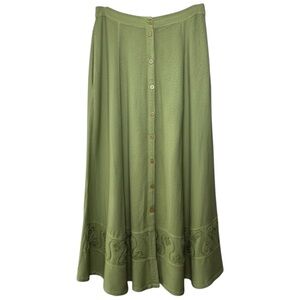 SOLD Vtg Boho Maxi Skirt Large Green Parsley & Sage Fairy Hippie Indie Granola